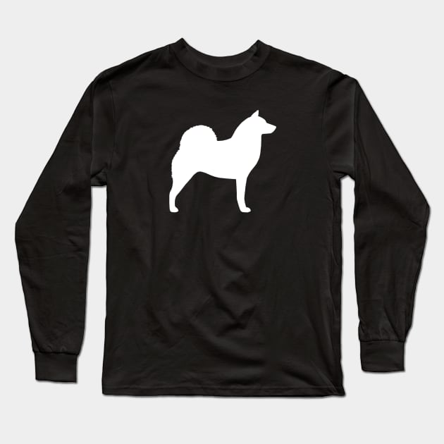 White Finnish Spitz Silhouette Long Sleeve T-Shirt by Coffee Squirrel